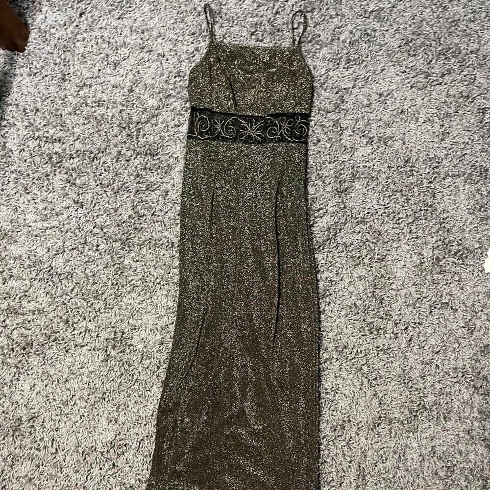 Vintage 90s Bari-Jay Shimmery Prom Dress With Cut Out Detail and Back Slit